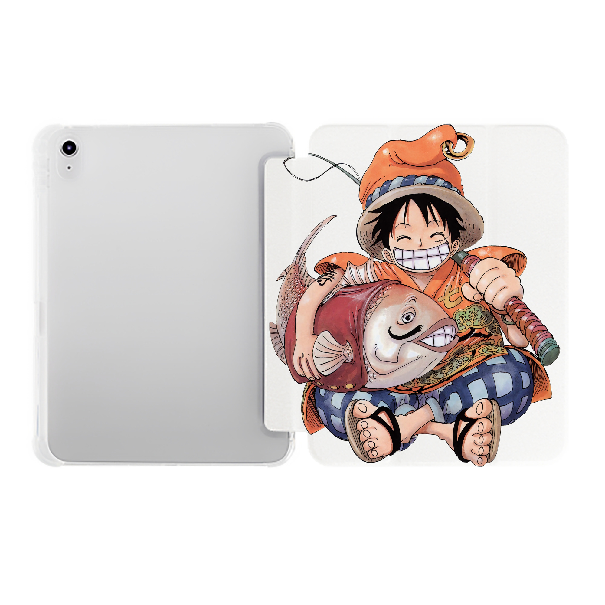 （画像用） ワンピース モンキー・D・ルフィ ONE PIECE Monkey D. Luffy IPad ケース ペン収納付き 三つ折りスタンド PUレザー×シリコン 対応機種9.5/10.5/10.9インチ
